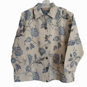 new directions Cream Jacket with Blue Floral Print